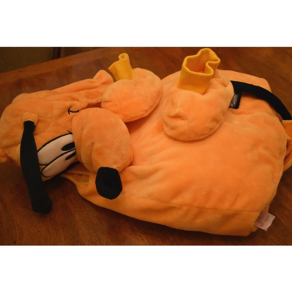 Disney Pluto Toddler Costume 18-24M Plush Bodysuit Hat Booties 3pc Set Orange